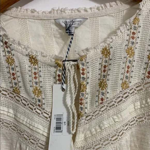 Lucky Brand Cream Long Sleeve Embellished Blouse - Picture 4 of 5